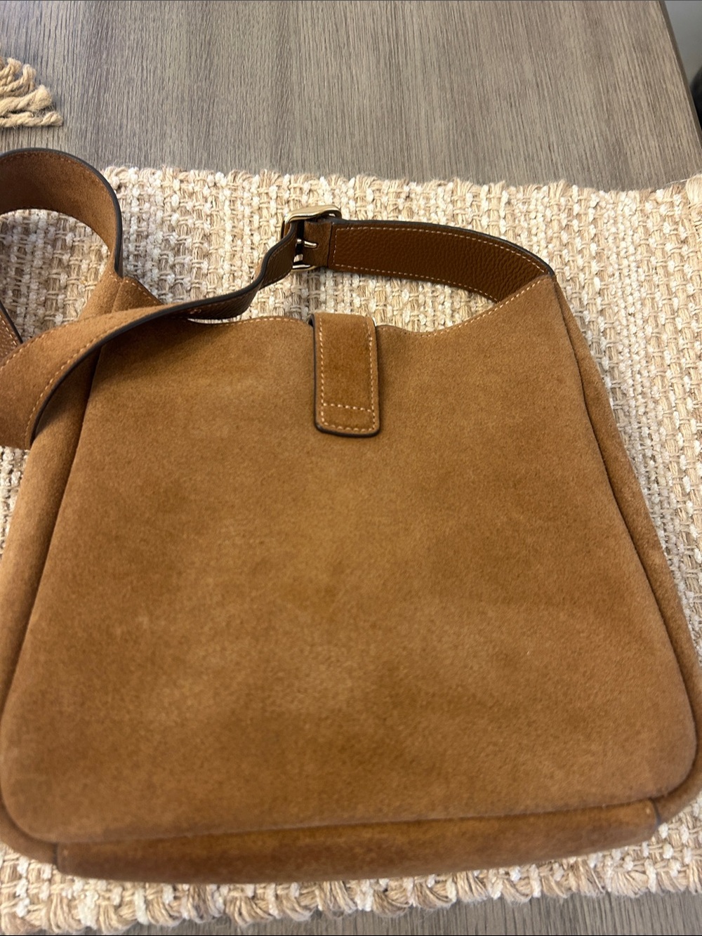Coach Brown Suede Shoulder Bag with Gold Logo - Picture 5 of 7